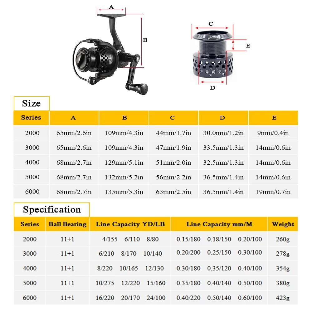 Катушка рыболовная COONOR SA11 2000 6000 11 + 1 шарикоподшипников|fishing gear|fishing reelmetal spool |