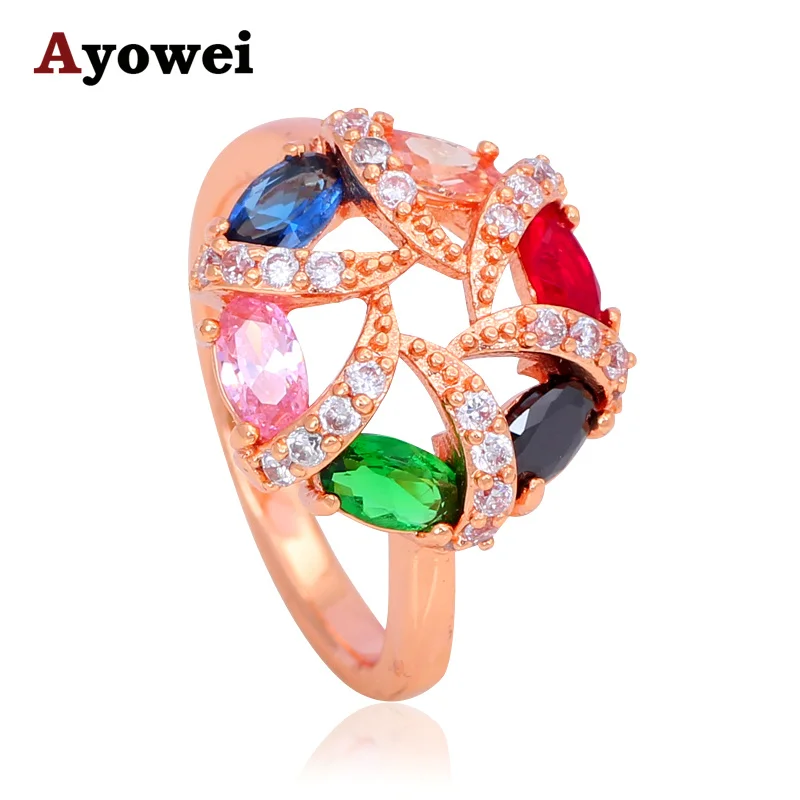 Cheap and cheerful Party Rings for Ladies Color Crystal Gold color Ring