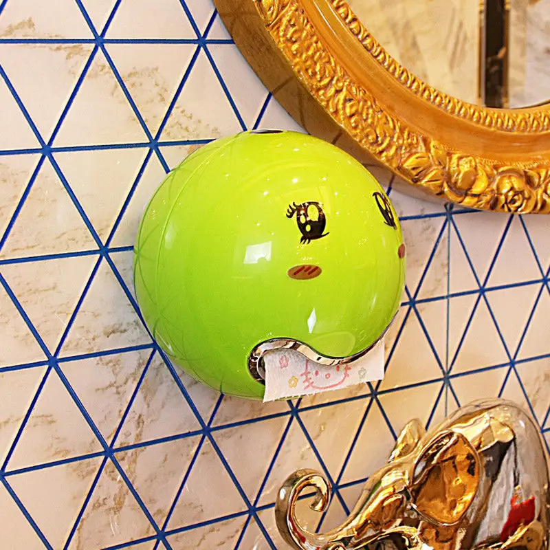 

1pc Cute Emoji Ball Shaped Tissue Paper Holder Creative Toilet Roll Paper Holder for Bathroom Wall Kitchen Accessories