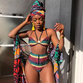 Carribean African High Waist Bikini Swim Suit That Ankh Life Swimwear