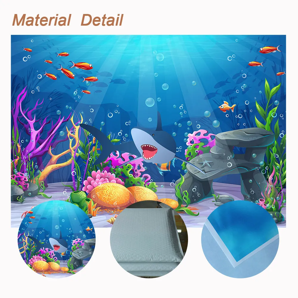 MTMETY Seabed Shark Photography Backdrop Props Cartoon Undersea World Photo Background for Child Baby shower party decoration