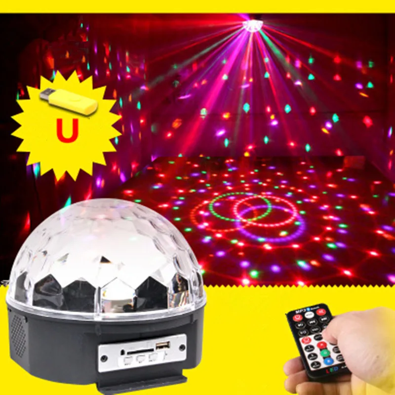 

LED Crystal Magic Ball MP3 Mini RGB Stage Lighting Effect Lamp Bulb Party Disco Club DJ Light Show US/EU Plug 18W