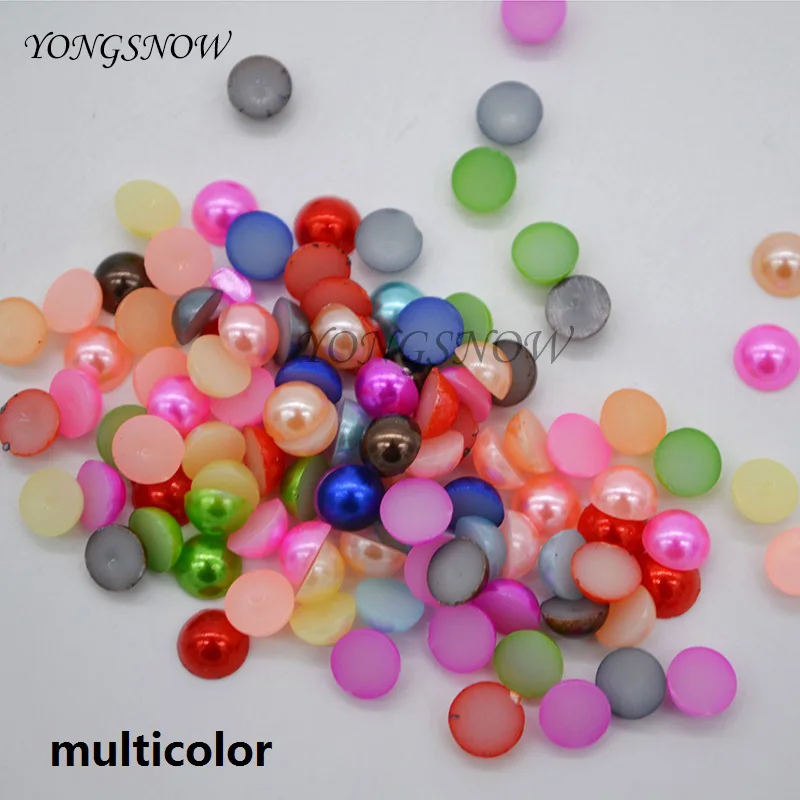 200Pcs/lot 6mm Multicolor Acrylic Imitation Beads Pearl Half Round Flatback Bead Wedding Party Decor DIY Nail Art Decorate75z - Цвет: multicolor