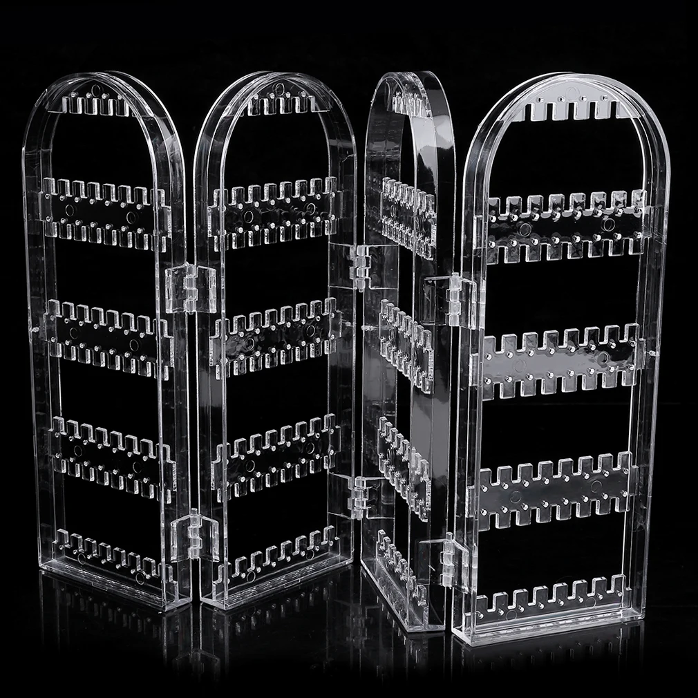 

Multifunctional Transparent Plastic Folding Screen Jewelry Display Stand For Earrings Necklace Holder Rack Storage Organizer