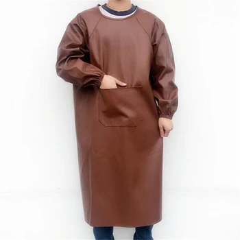 

Long Sleeve Leather Cooking Baking Aprons Waterproof Oil-Proof Kitchen Apron Restaurant Aprons For Women Man Home Kitchen