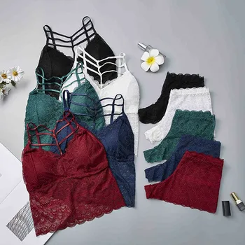 

Women Lace Embroidery Bra Hollow Out Stylish Sleeveless Lace Bralette Crochet Solid Flower Bra Vest Sexy Lingerie