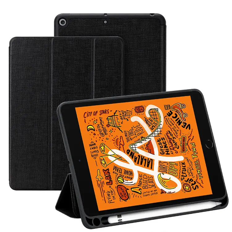 

Case For iPad mini 5 7.9 inch 2019 With Pencil Holder Smart Leather Cloth Texture Silicone Case For iPad mini 5 2019 soft shell