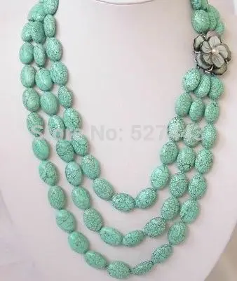 

Wholesale 3strands 22''-24" Natural blue Turquoise Necklace AAA