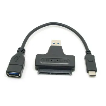 

1set USB 3.1 Type C USB-C to USB-A Female & USB 3.0 to SATA 22pin OTG Data Adapter Connector Cable for Macbook & Chromebook