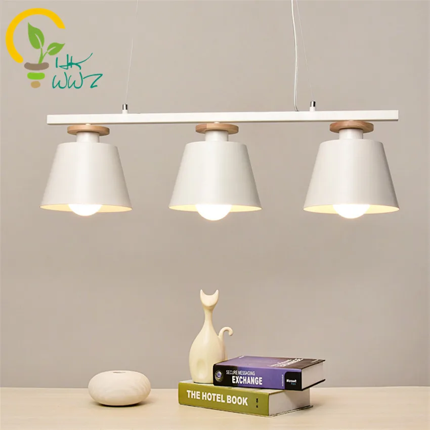 

Modern Creative 3 Heads Led Pendant Lights restaurants study rooms bedroom Hanging Lamps Nordic Wooden Pendant Lamp for Home