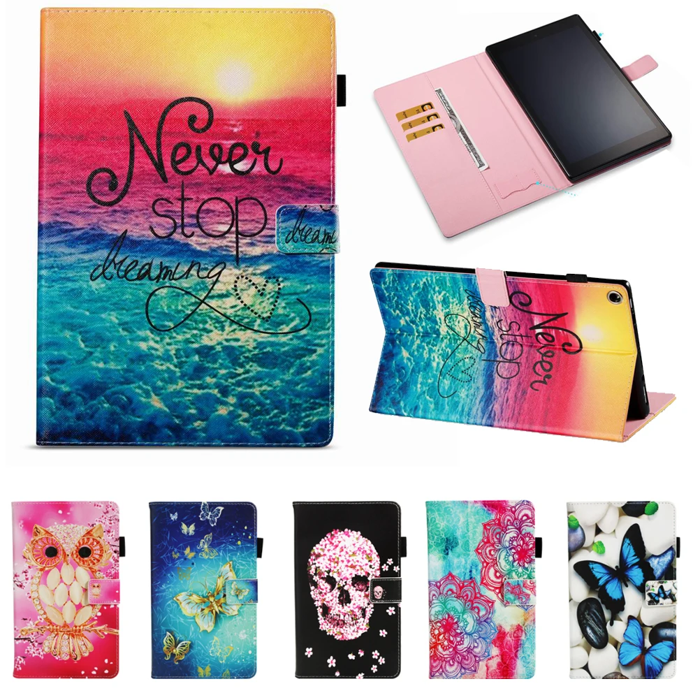 

Capa Fundas For Amazon Kindle Fire HD 10 2017 Tablet Case For Amazon HD10 2017 Smart Print Flip Leather Stand Cover 10.1"