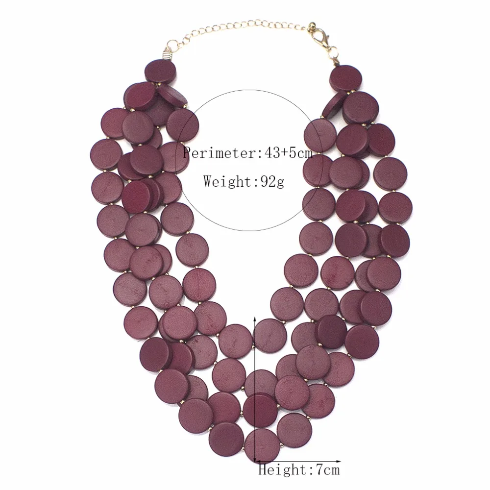 MANILAI Bohemia Multilayer Beaded Statement Necklace Womon Handmade Multicolor Wood Beads Chokers Necklace Jewelry Beach 2018
