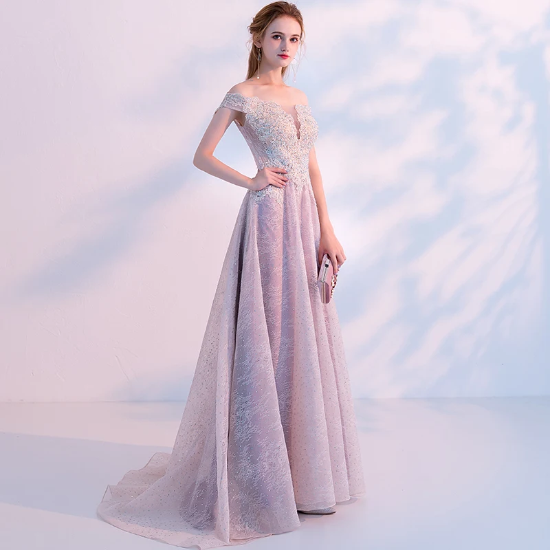 Elegant Evening Dress Long 2019 Lace Evening Gowns Off The Shoulder Prom Party Dresses Vintage Robe De Soiree Elegant Evening Dress Long 2019 Lace Evening Gowns Off The Shoulder Prom Party Dresses Vintage Robe De Soiree