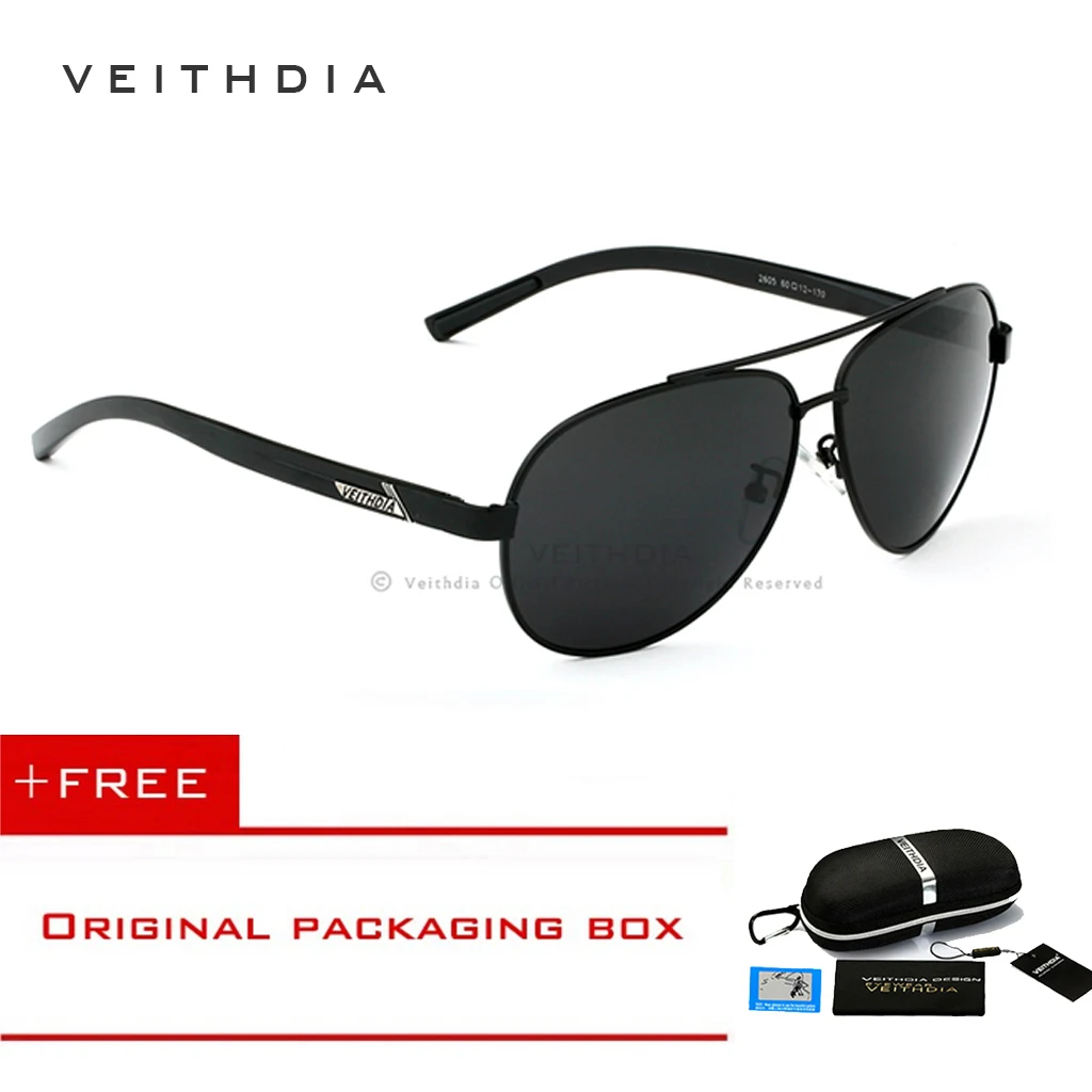 Veithdia, алюминиевый Магниевый сплав анти-отражающая поляризация солнцезащитные очки мужские s авиационные вождения солнцезащитные очки для мужчин аксессуары для очков - Цвет линз: Black