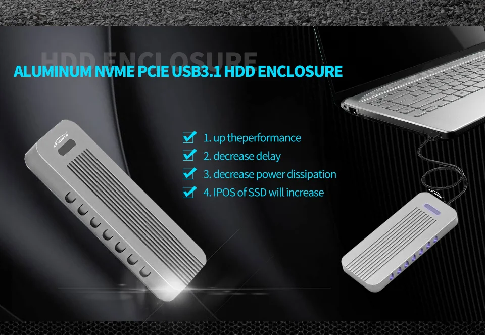 Алюминиевый сплав NVMe PCIE USB3.1 HDD корпус M.2 для USB SSD корпус для жесткого диска Тип C 3,1 M Соединитель в форме ключа HDD коробка для рабочего стола