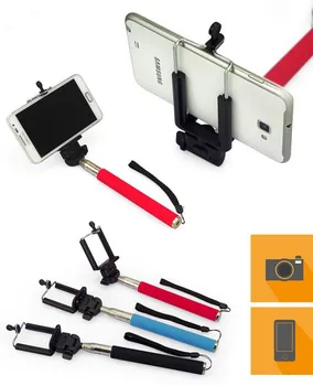 

2015 New Arrival Extendable Self Portrait Stick Handheld Monopod +Clip Holder for IOS Android Phones Camera 20sets/lot