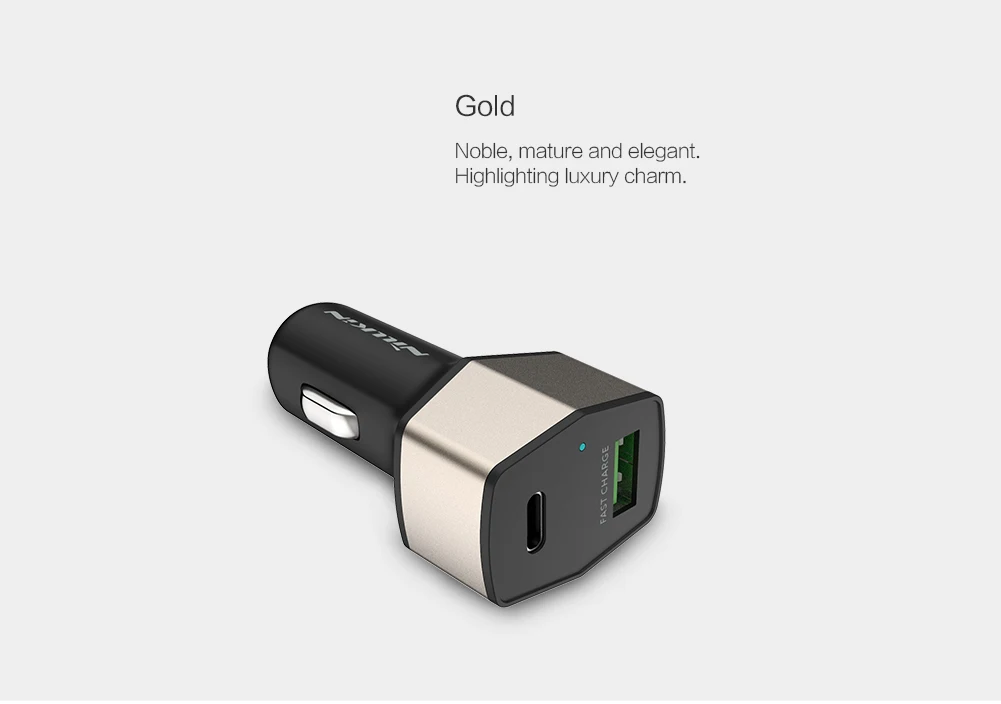 Nillkin 2 USB с двойным портом+ Автомобильное зарядное устройство type-C Quick Charge 3,0 адаптер QC3.0 QC2.0 портативное зарядное устройство для автомобильного прикуривателя