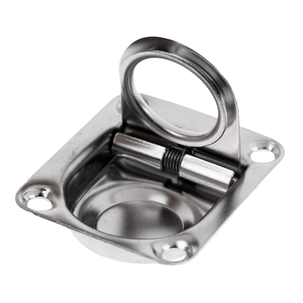 

Boat Recessed Hatch Spring Loaded Pull Handle Marine Boat Dinghy Yacht Locker Flush Lifting Ring Stainless Steel 2.6 x 2.2 inch