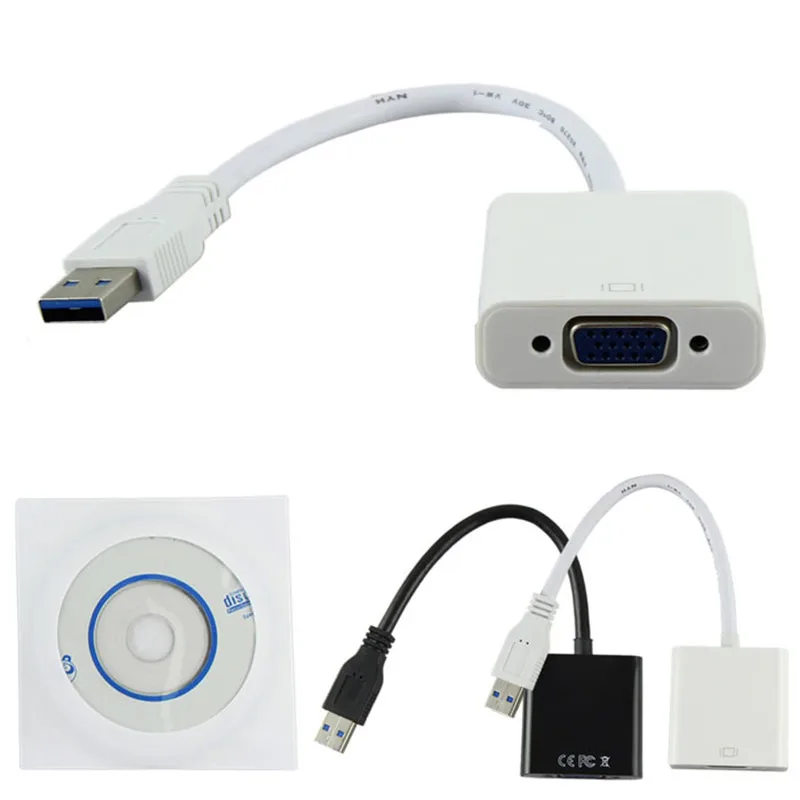 

HQ 1080P USB 3.0 to VGA Multi-Display Video Graphic External Cable Adapter Wire for Win 7/8 laptop DVD player tablets