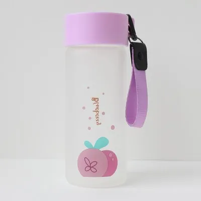 BAISPO креативная симпатичная матовая стеклянная Спортивная бутылка на веревочке, портативная бутылка для питья фруктов на открытом воздухе - Цвет: Purple