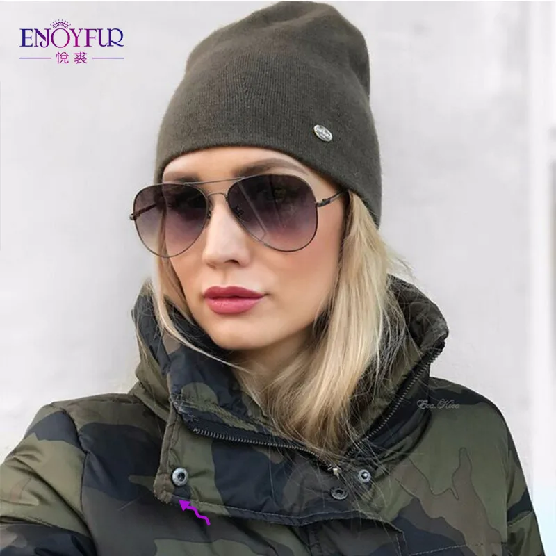 

ENJOYFUR Wool Knitted Winter Hat Women Warm Gravity Falls Cap Black Youth Cap 2018 Thick Hats For Girls Female Skullies Beanies
