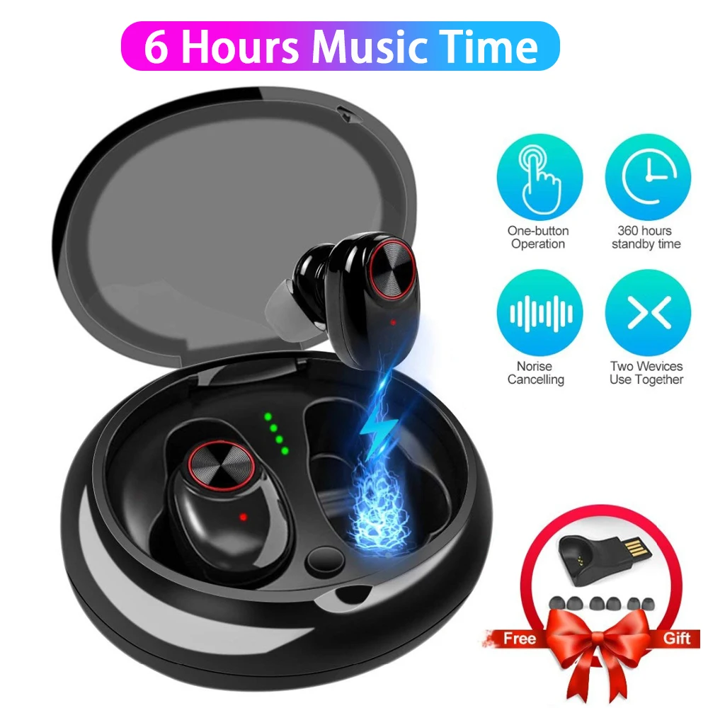 Беспроводные стереонаушники TWS Bluetooth hi fi звук 6 часов работы V5 наушники с 5 0