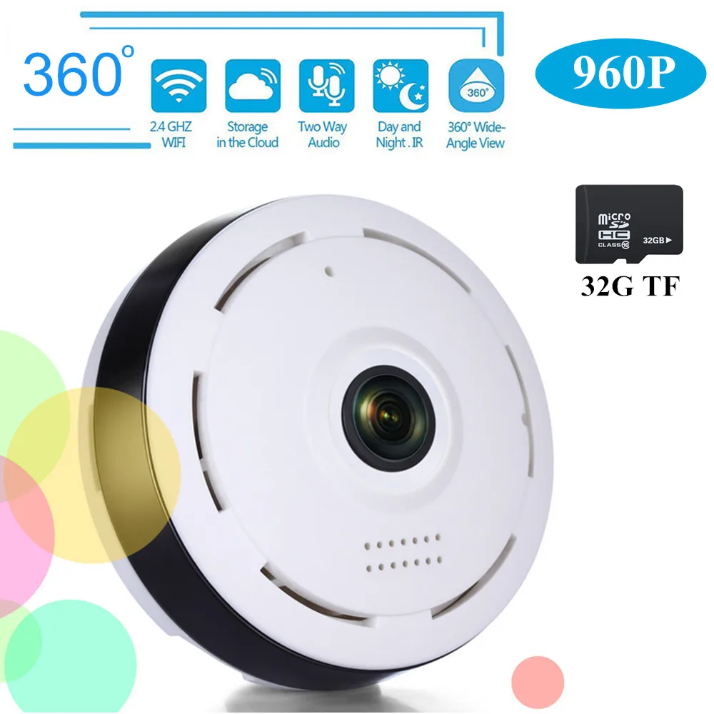 HD 360 Degree Panoramic Wide Angle MINI Cctv Camera Smart IPC Wireless Fisheye IP Camera P2P 960P HD Home Security Wifi Camera