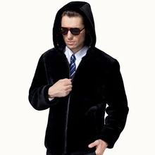 2016 Men’s Luxury Fur Coat Fashion 100% Merino Sheepskin Jackets Wool Real Natural Fur Hooded and Collar Genuine Leather Outwear