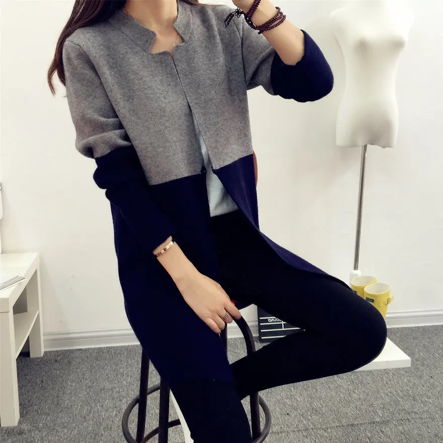 Casaco coreano cor bloco solto, de malha,