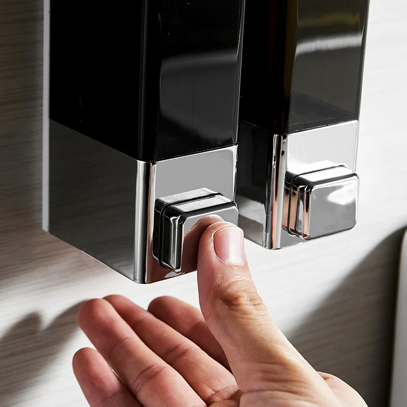 Billig Fapully Flüssigkeit Seife Dispenser 250 Doppel Wand Montiert Schwarz Chrom Quadratischen Bad Zubehör Hardware Bequemlichkeit Moderne P144