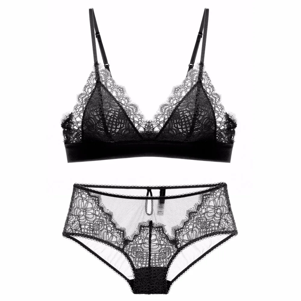 French fashion sexy transparent bralette underwear women deep v neck ...