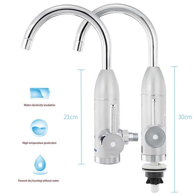 Electric Water Heater Faucet Hot Cold Mixer Faucet 360 Degree Adjustable Kitchen Instant Heating Tap Water Heater with LED