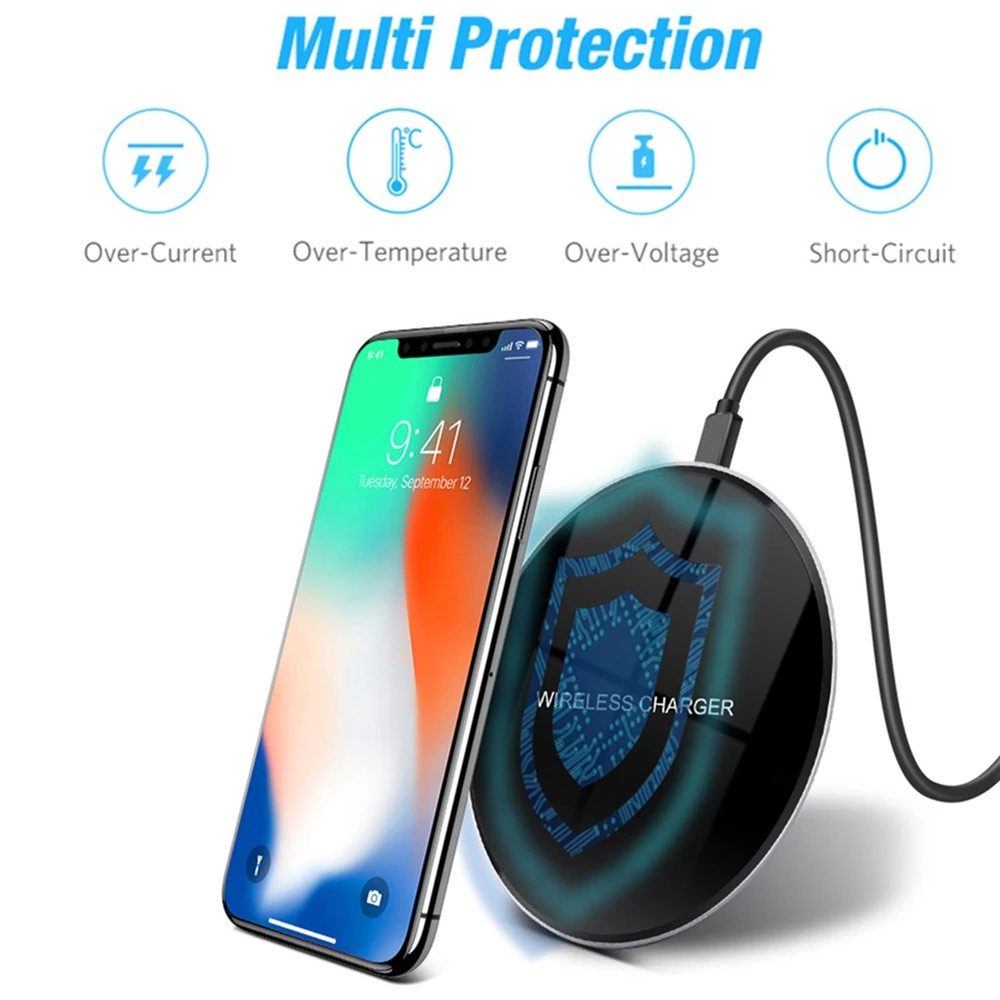 Беспроводное зарядное устройство для iPhone 11 XS XR X 8 Airpods Pro Qi Samsung S20 S10 S9 S8 Note 10 9