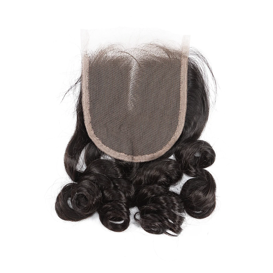 Poker Face свободные синтетические волосы волнистые 8-20 дюймов натуральный цвет 4 x4 Кружева Закрытие человеческих волос для черных женщин