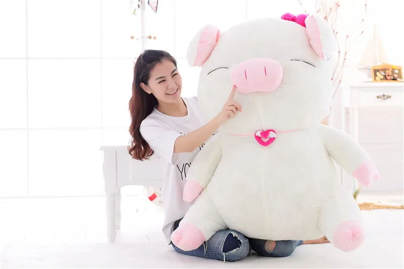 huge 100cm white pig plush toy cartoon pig doll sleeping pillow birthday gift Xmas gift d2223