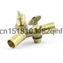 Латунный тон трехполосный двойной выход Y Форма газовый шланг Barb control Valve
