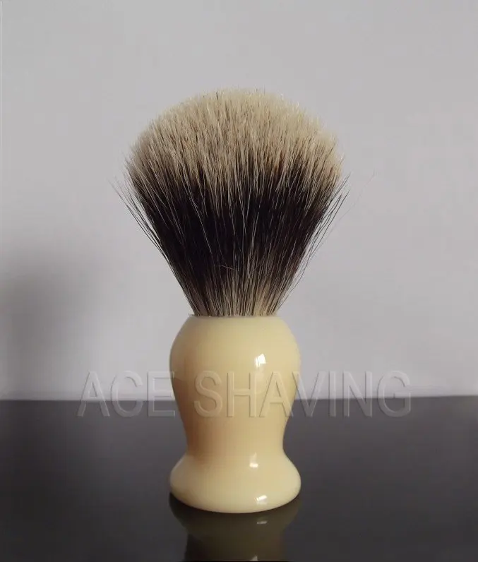 Finest Badger Hair Shaving Brush Beard Brush Faux Ivory Resin Handle