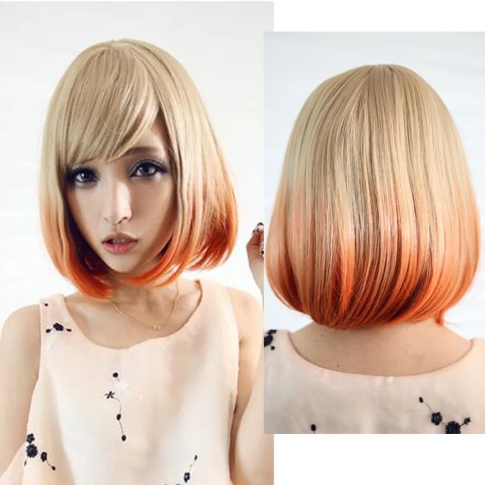 Lady Lolita Wig Blonde Orange Mix Short Bob Wig Hair Cosplay