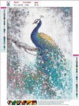 

2019 top Diamond Painting Full round Peacock Diamond Embroidery Cross Stitch Picture Of Rhinestones Paint With Diamond for Gift
