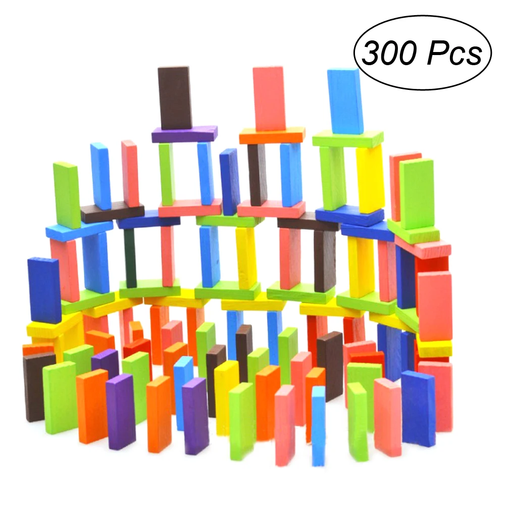 300 шт красочные деревянные блоки домино набор гоночных игрушек игра строительство и укладки игрушки блоки