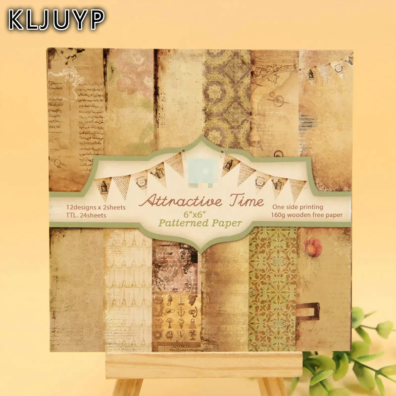 

KLJUYP 24 Sheets Attractive Time Scrapbooking Pads Paper Origami Art Background Paper Card Making DIY Scrapbook Paper Craft