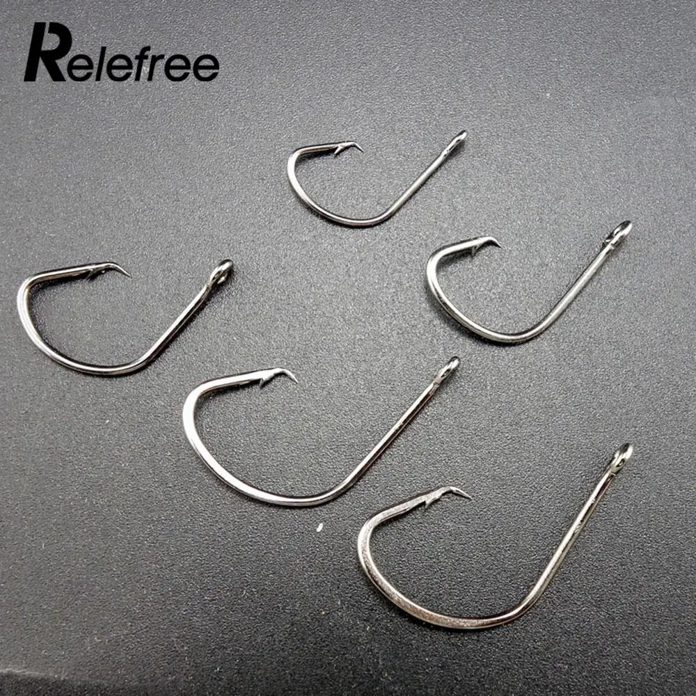 Stainless Steel Durable Barbed Round Bent Hook Bait Holder Fishhook
