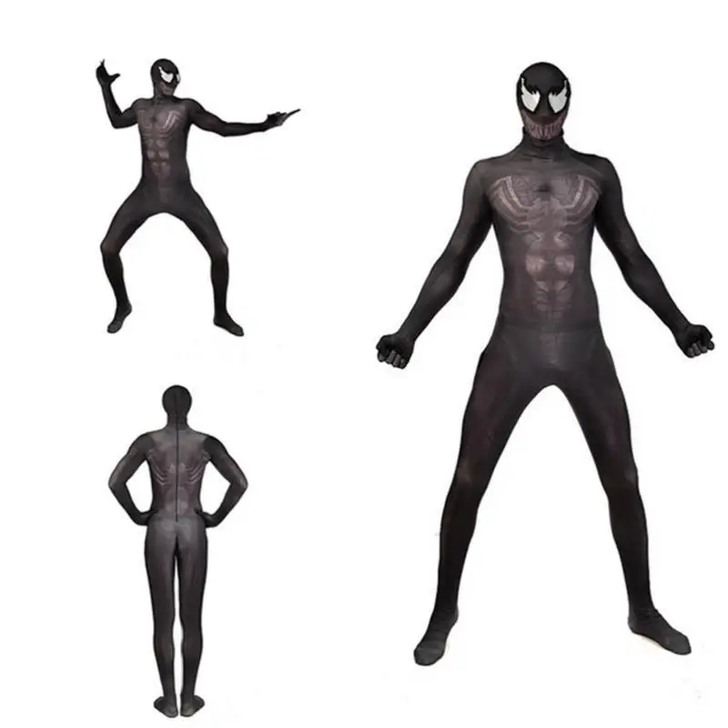 

Kids Adult Spiderman Black Venom Costume Cosplay Jumpsuit Bodysuit Superhero Lycra Zentai Suit Mask Halloween Carnival Outfit