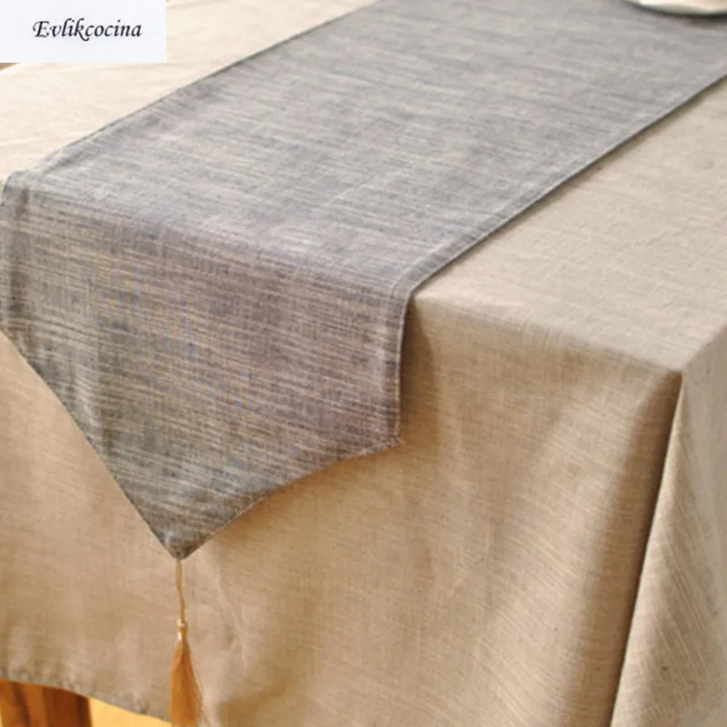 Free Shipping Navy Blue Table Runner Linen Cotton Corredor De Mesa