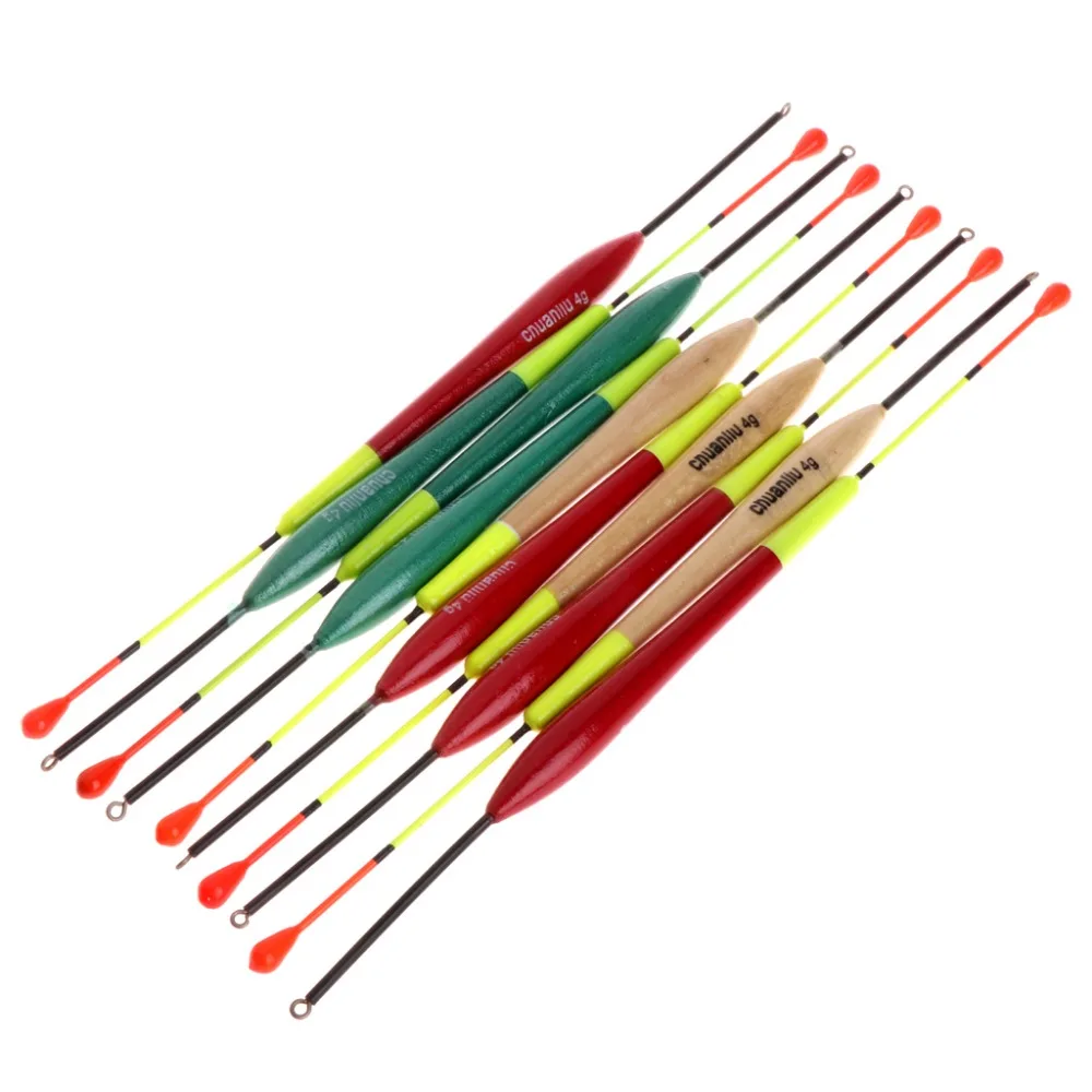 10Pcs Fishing Float Set Bobbers Paulownia Wood Fish Tackle Fish