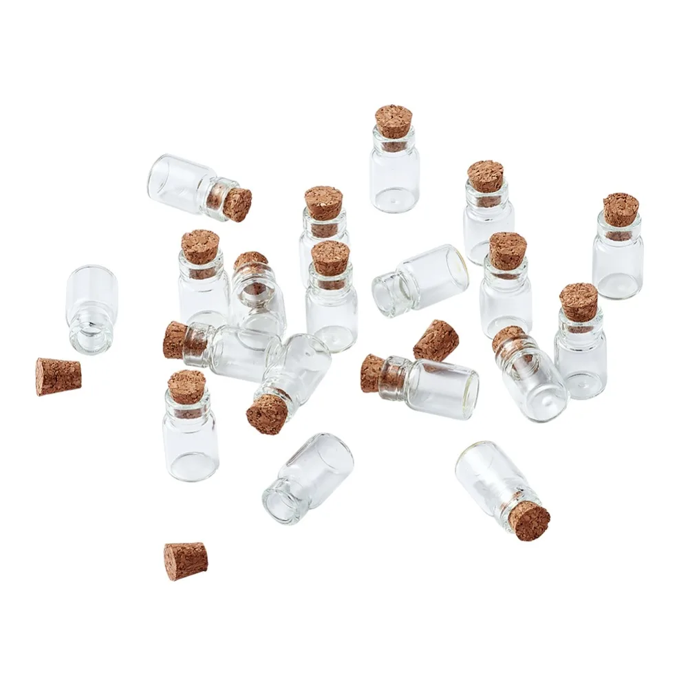 20 штук мини, из прозрачного стекла бутылки для шарик для хранения ювелирных изделий специальный подарок контейнеры Jar Контейнер для вечерние Декор F60