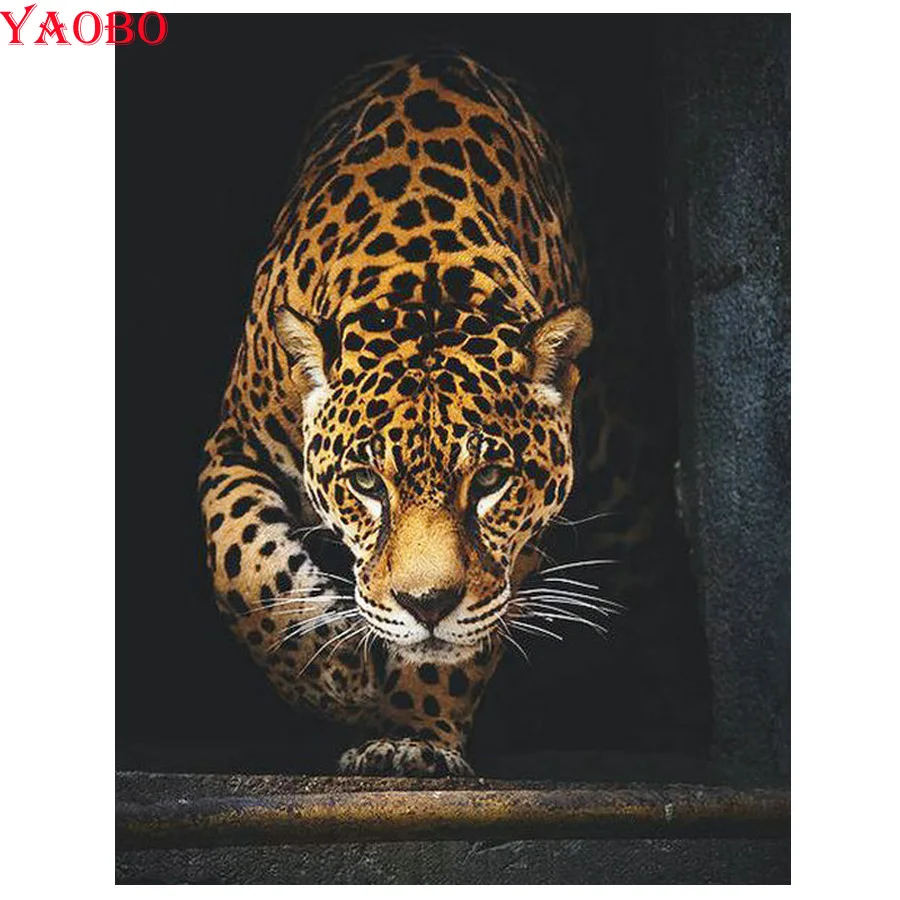 

new arrival 5d diy diamond painting full square round drill mosaic painting rhinestone diamond embroidery Leopard animal pattern