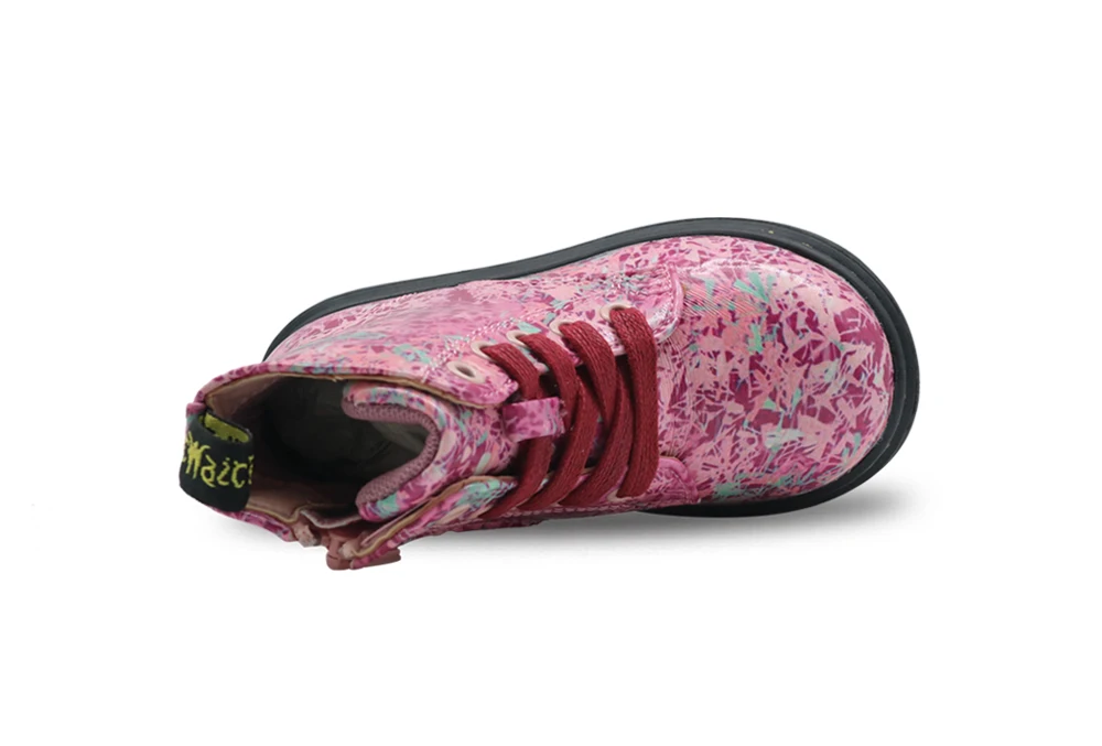 Apakowa/сезон осень-весна; Модные Ботинки martin на молнии для девочек; водонепроницаемые ботильоны на шнуровке для маленьких девочек; детская обувь