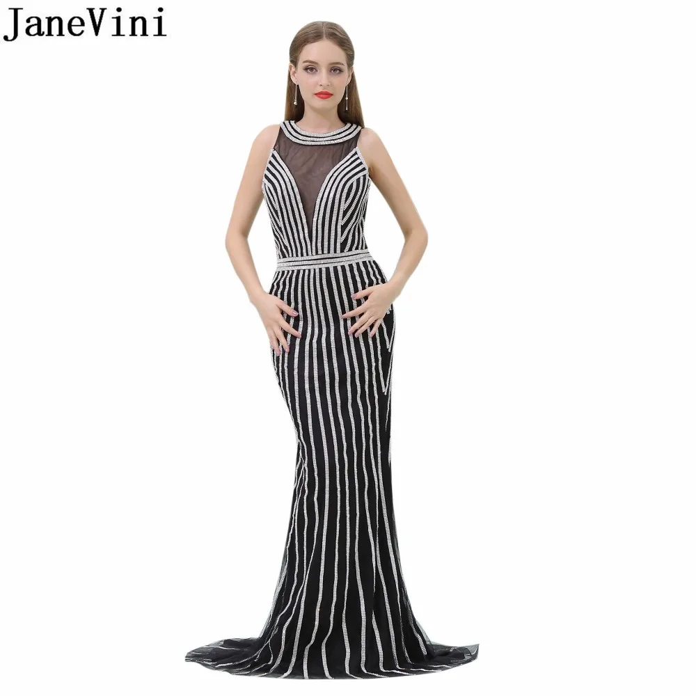 JaneVini сверкающие черные длинные платья подружки невесты свадебное платье для