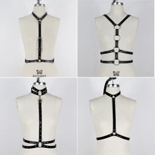 Панк кожаный ремень безопасности Женский, черный Jartiyer пикантные Топы клетка БДСМ Связывание подтяжки гот бретели для нижнего белья для женщин плечевые ремни
